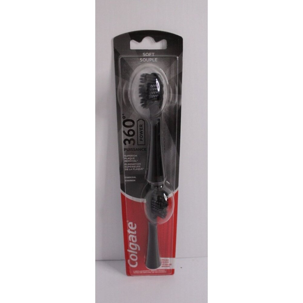 Colgate‎ 360 Power Charcoal Toothbrush Replacement Heads Soft Two Pack Refills